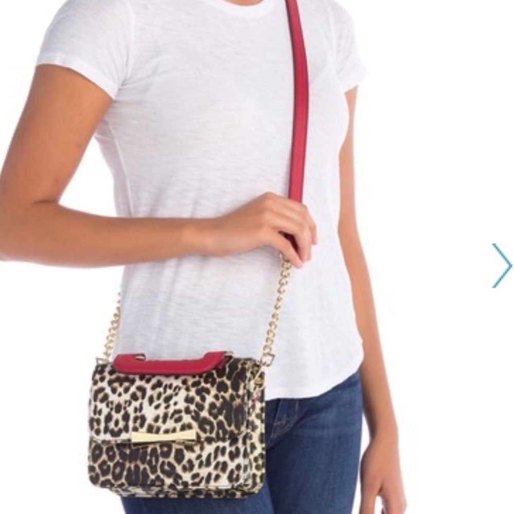 Betsey Johnson Leopard Red Crossbody Top Handle Bag - Picture 2 of 9